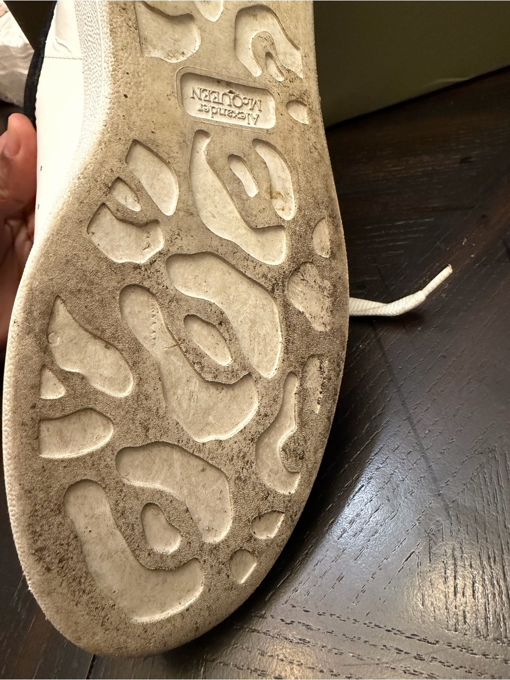 Alexander McQueen White Leather Oversized Sneakers with Black Heel Tab - Picture 5 of 13